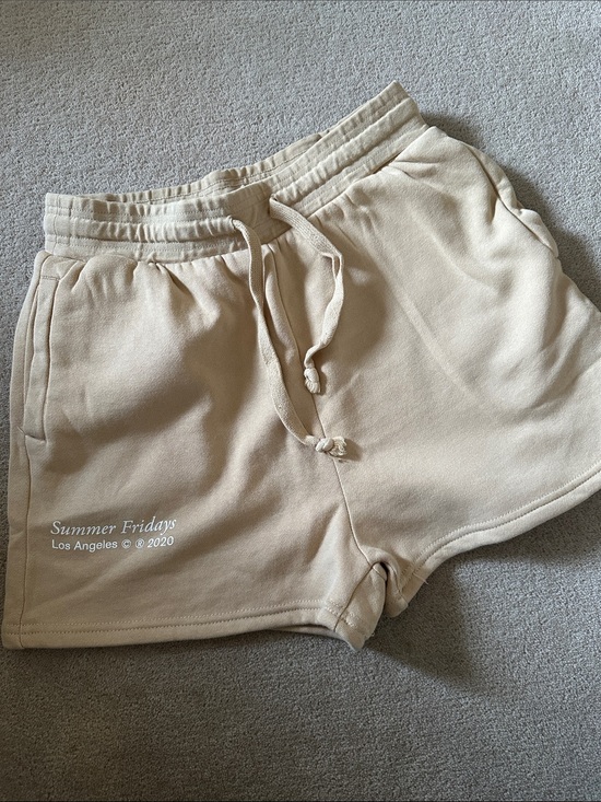 Summer Fridays Pants - Summer Fridays Beige Drawstring Fleece Shorts!